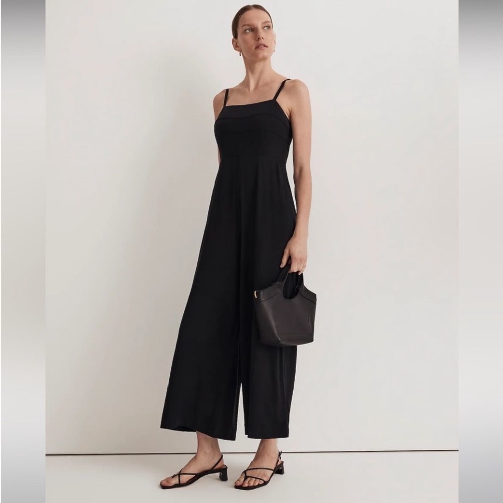 Madewell sleeveless black square neck jumpsuit,